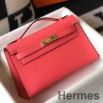 Hermes Kelly Pochette Bag In Rose Lipstick Epsom Leather