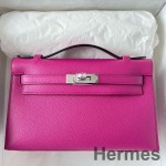 Hermes Kelly Pochette Handmade Bag In Rose Purple Epsom Calfskin