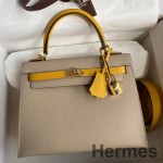 Hermes Kelly Sellier 25 Bicolor Bag in Trench and Yellow Epsom Calfskin