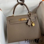 Hermes Kelly Sellier 28 Handmade Bag In Taupe Epsom Calfskin