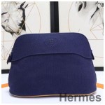 Hermes Medium Bolide Travel Case In Blue Electric Cotton