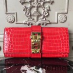 Hermes Medor Clutch Bag In Cherry Crocodile Leather