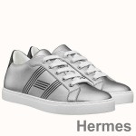 Hermes Men's Avantage Sneakers In Grey Metallic Leather