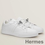 Hermes Men's Day Sneakers in White Leather
