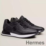 Hermes Men's Drive Sneakers In Black Leather