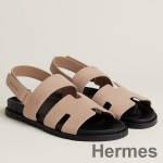 Hermes Men's Genius Sandals In Beige Suede Calfskin