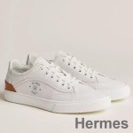 Hermes Men's Get Sneakers in White Calfskin
