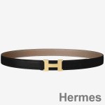 Hermes Mini Constance 24mm Reversible Belt Black/Taupe