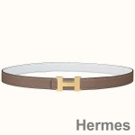 Hermes Mini Constance 24mm Reversible Belt Taupe/White