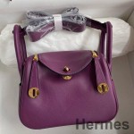 Hermes Mini Lindy Handmade Bag In Anemone Swift Leather