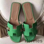 Hermes Oran Sandals In Bamboo Epsom Leather