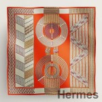 Hermes Orange Dressage Tressage Shawl 140