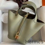 Hermes Picotin Lock 18 Handmade Bag in Sauge Clemence Leather