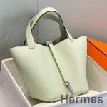 Hermes Picotin Lock 22 Bag In Vert Fizz Clemence Leather