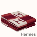 Hermes Red Avalon Bayadere Throw Blanket