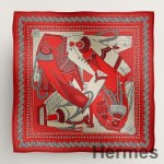 Hermes Red Zouaves et Dragons Bandana Shawl 140