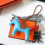 Hermes Rodeo Horse Bag Charm In Ciel/Camarel/Orange Leather