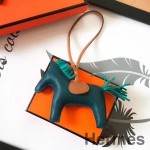 Hermes Rodeo Horse Bag Charm In Malachite/Camarel/Green Leather