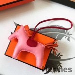 Hermes Rodeo Horse Bag Charm In Pink/Red/Orange Leather
