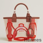 Hermes Steeple 25 Bag in H Plume Canvas with Fantaisie d'Etriers