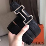 Hermes Tonight 38MM Reversible Belt In Black Clemence Leather