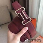 Hermes Tonight 38MM Reversible Belt In Ruby/Gold Epsom Leather