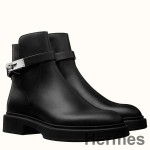 Hermes Veo Ankle Boots In Black Calfskin