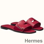Hermes View Sandals In Ruby Patent Leather