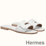 Hermes View Sandals In White Calfskin leather