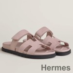 Hermes Women's Chypre Sandals In Pink Suede Calfskin