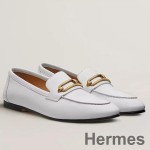 Hermes Women's Colette Loafers in White Leather