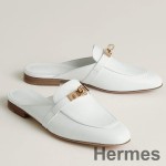 Hermes Women's Oz Mules in White Calfskin