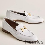 Hermes Women's Paris Loafers in White Goatskin