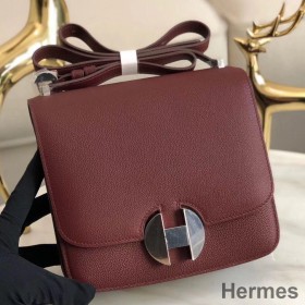 Hermes 2002 20cm Bag In Bordeaux Evercolor Calfskin
