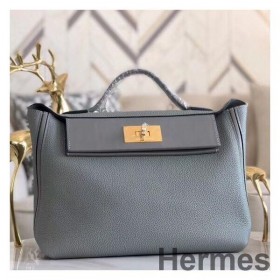 Hermes 24/24 29 Bag In Blue Glacier Clemence Calfskin