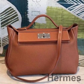 Hermes 24/24 29 Bag In Brown Clemence Calfskin