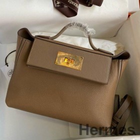Hermes 24/24 Mini 21 Handmade Bag in Beige Weimar Evercolor Leather