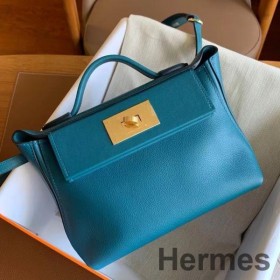 Hermes 24/24 Mini 21 Handmade Bag in Vert Bosphore Evercolor Leather