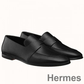 Hermes Ancora Loafers In Black Goatskin
