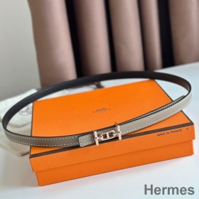 Hermes Ancre Reversible Belt 13MM in Grey Epsom Leather