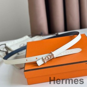 Hermes Ancre Reversible Belt 13MM in White Epsom Leather