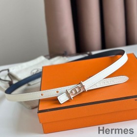 Hermes Ancre Reversible Belt 13MM in White Epsom Leather