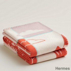 Hermes Avalon Epopee Blanket in Mandarine Wool and Cashmere