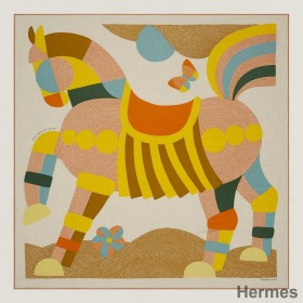 Hermes Beige Mon Premier Galop Shawl 140
