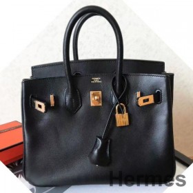 Hermes Birkin 25 Handmade Bag In Black Swift Leather