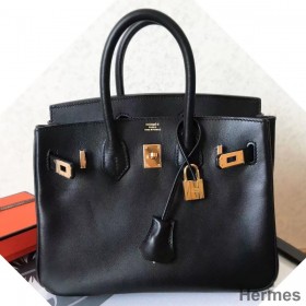 Hermes Birkin 25 Handmade Bag In Black Swift Leather