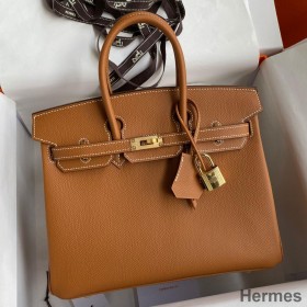 Hermes Birkin 25 Handmade Bag In Gold Epsom Calfskin