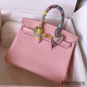 Hermes Birkin 25 Handmade Bag In Pink Swift Leather