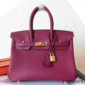 Hermes Birkin 25 Handmade Bag In Ruby Clemence Leather