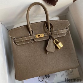 Hermes Birkin 25 Handmade Bag In Taupe Epsom Calfskin